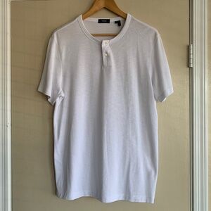 Theory White Henley Shirt Men's Sz.L Capsule Minimalist T-Shirt Tee